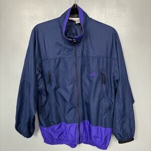 Vintage Nike Windbreaker Zip Up Athletic Jacket Purple Black 90s Y2K Mens Size M